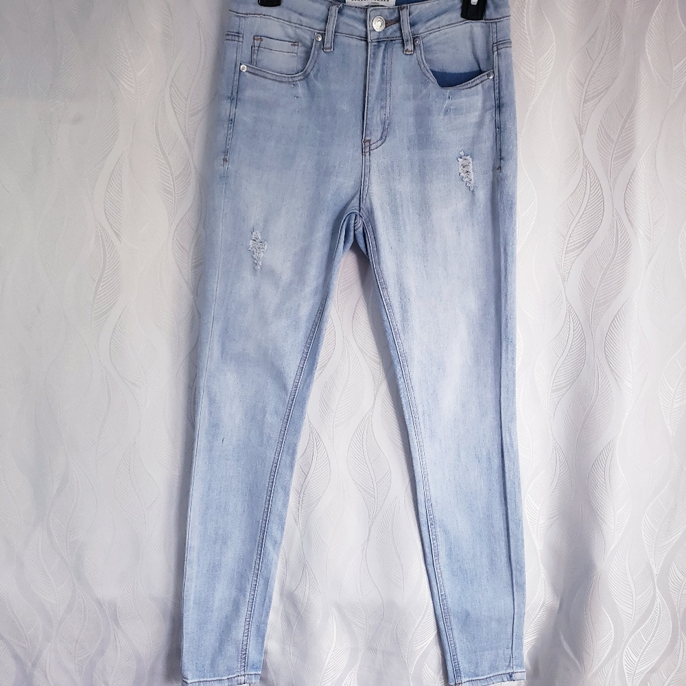 Blue Lightwash Distressed Denim Skinny Jeans Jeggings